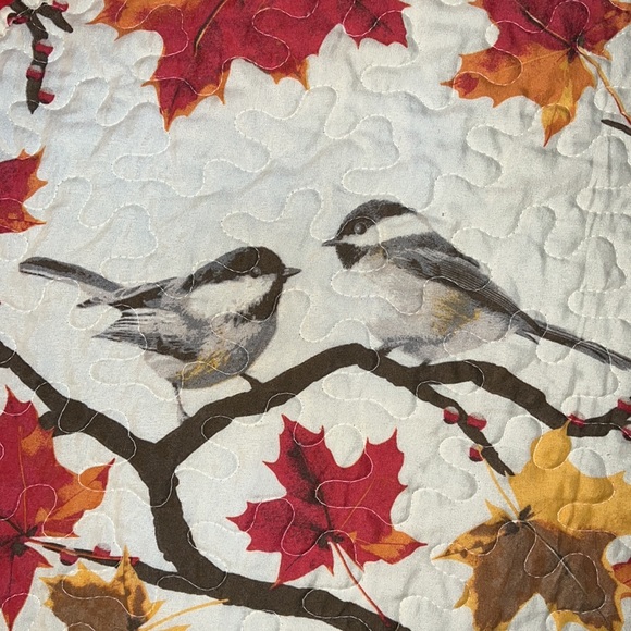 Fall Chickadees with Leaves Reversible, Twin-sized Quilt - Picture 7 of 7